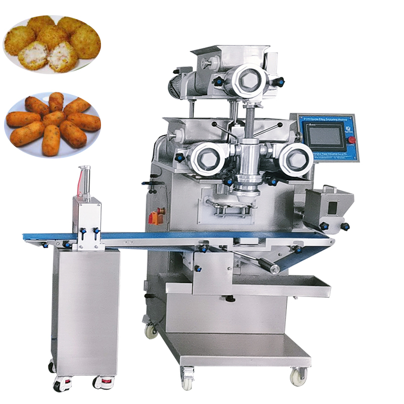 Croquette Encrusting Machine Double Color Filling Cookies Encrusting Machine Date Bar/Fig Newton Making Machine 