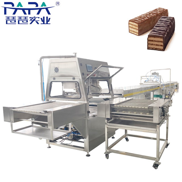 400MM China chocolate enrobing Banana chip drizzel chocolate decoration glazing machine